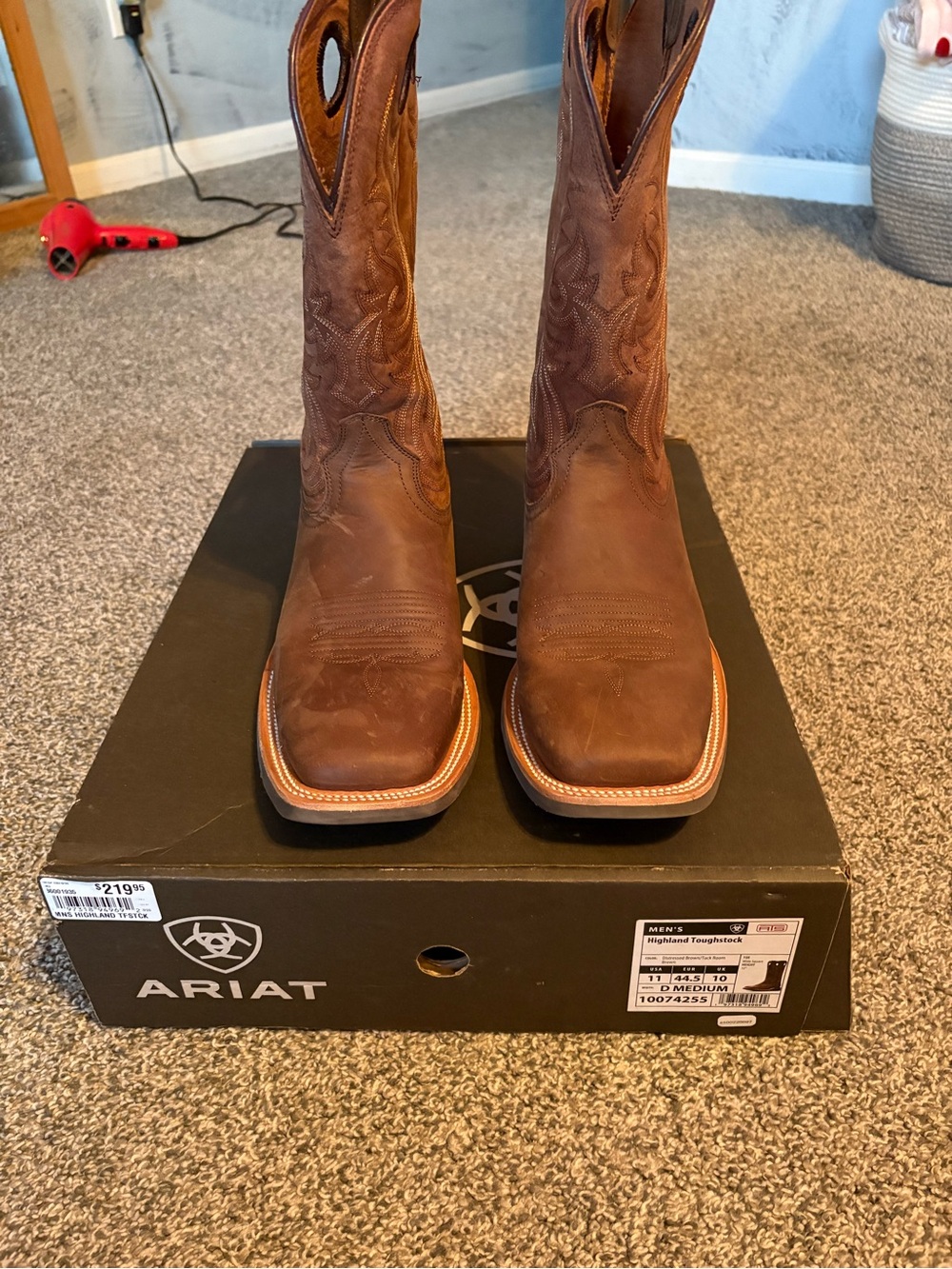 Ariat Men's Brown Leather Square-Toe Western Boots